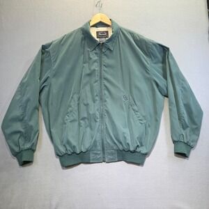 Vintage Faconnable by Albert Goldberg Mens Green Full Zip Bomber Jacket Size XXL